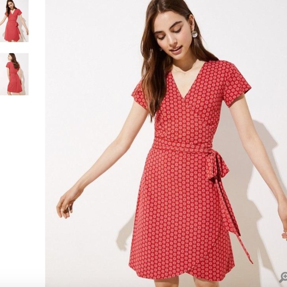LOFT Dresses & Skirts - NWOT loft petite knit wrap dress - red orchard